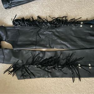 Leather fringe women’s chaps